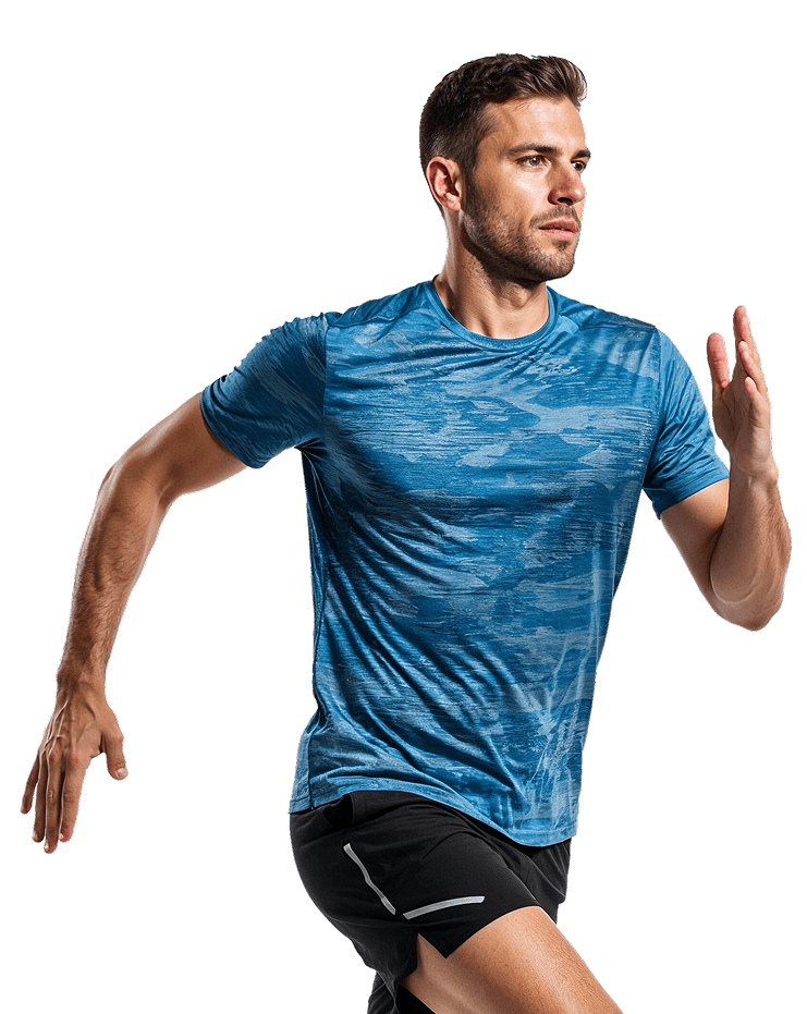 Egy futó férfi sportruházatban